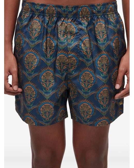 Osklen Green Aquaone Flex Peacock-Pattern Swim Shorts for men