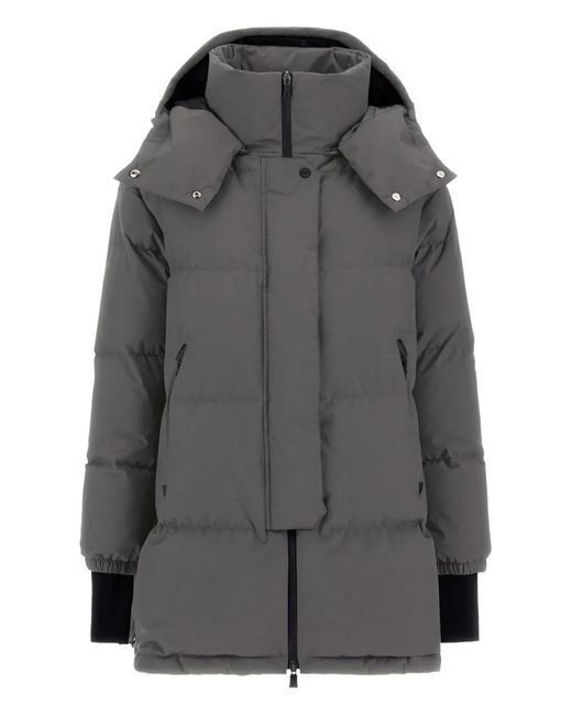 Herno Gray Hooded Quilted Jacket