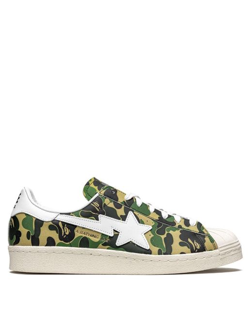 adidas Leather X Bape Superstar Abc Camo Sneakers in Green for Men ...