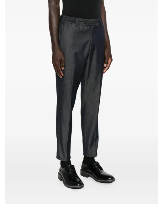 PT Torino Gray Elastic-Waistband Cotton Trousers for men