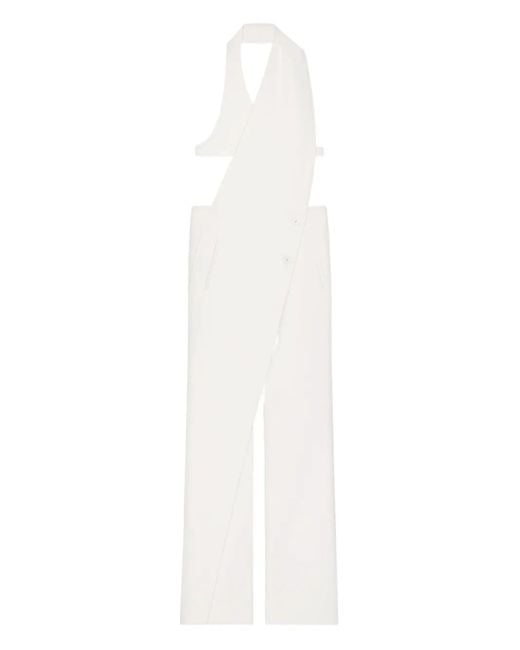 Courreges White Halter-Neck Over-Lapped Jumpsuit