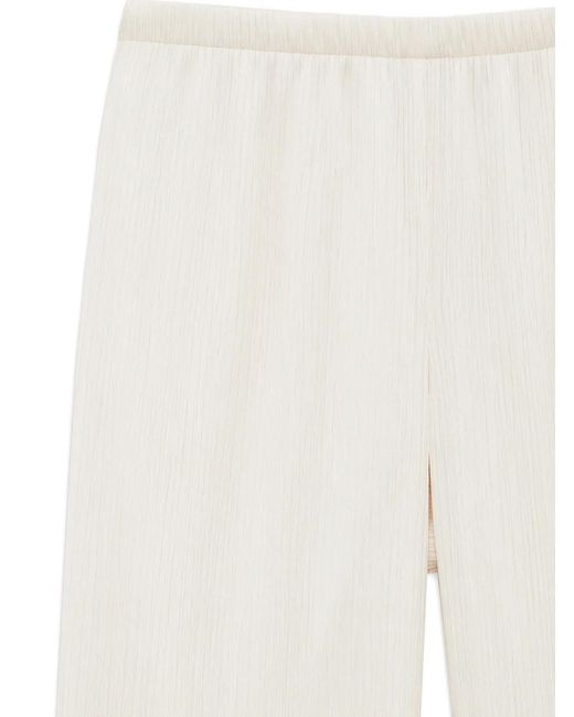 Anine Bing White Aden Plissé-Effect Palazzo Pants