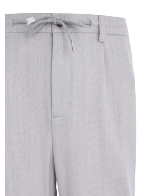 Eleventy Gray Drawstring Tapered Trousers for men