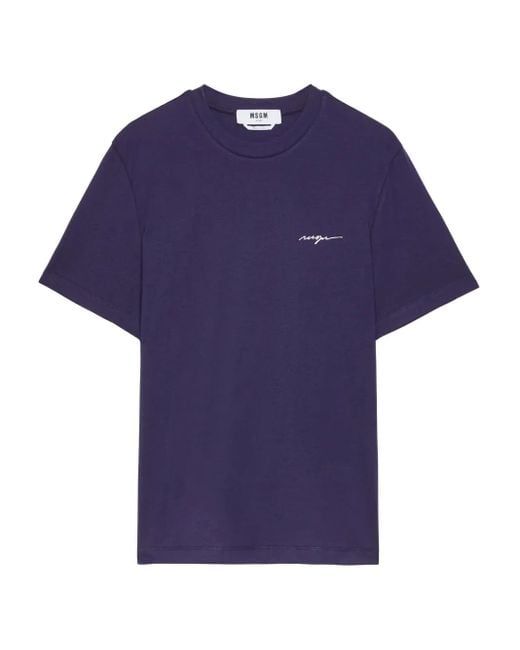 MSGM Blue Cotton T-Shirt for men