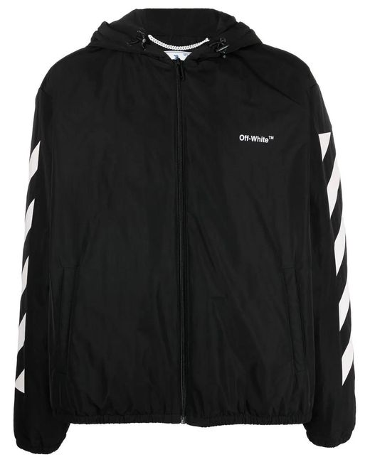 Off-White c/o Virgil Abloh Black Diag Logo-print Windbreaker Jacket for men