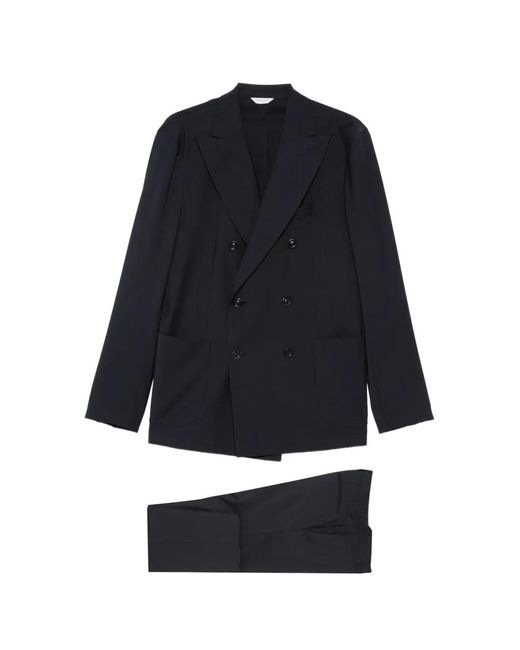 Boglioli Blue Double-Breasted Peak-Lapels Suit for men