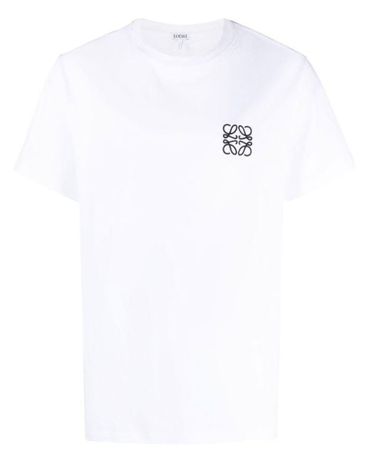 Camiseta con logo bordado Loewe de hombre de color White