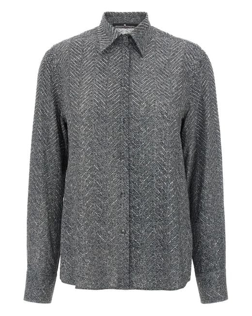 Ermanno Scervino Gray Herringbone Patterned Viscose Shirt