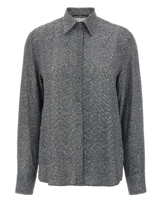 Ermanno Scervino Gray Herringbone Patterned Viscose Shirt