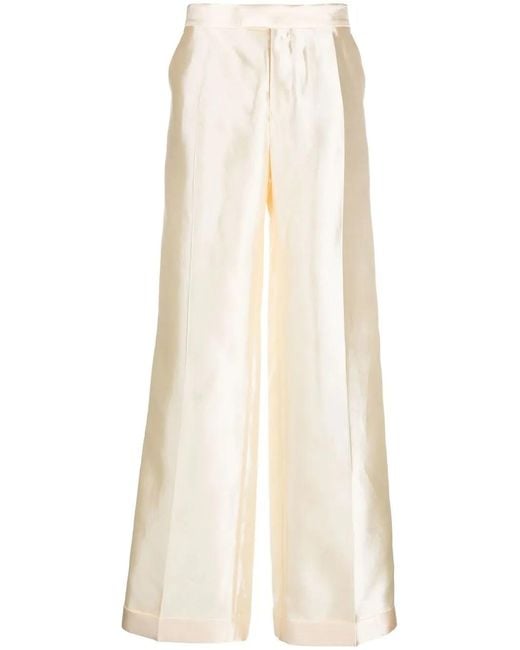 Maison Margiela White Straight-Leg Silk Trousers