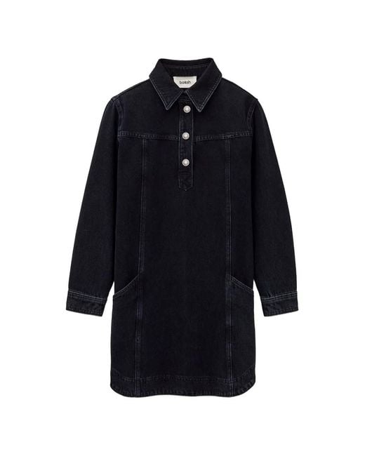 Ba&sh Blue Tona Button-Collar Denim Dress