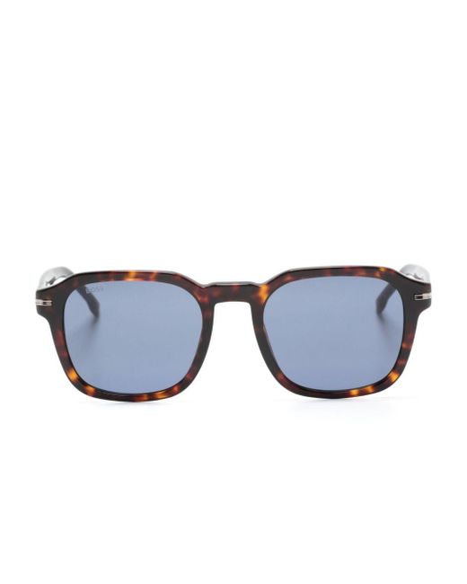 Boss Blue Rectangle-frame Sunglasses for men