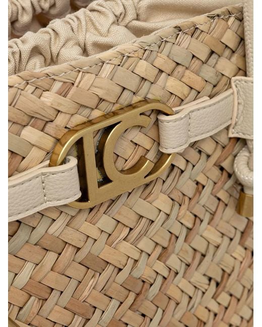 Lola Casademunt White Logo-Plaque Woven Beach Bag