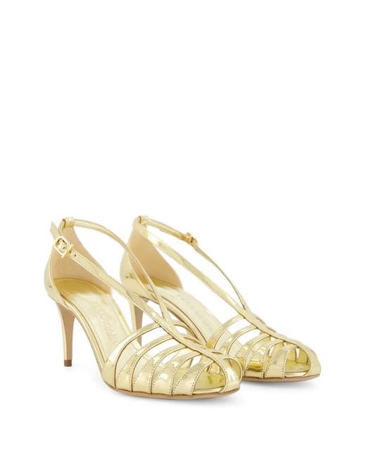 Ferragamo Metallic Lilie Caged Leather Sandals