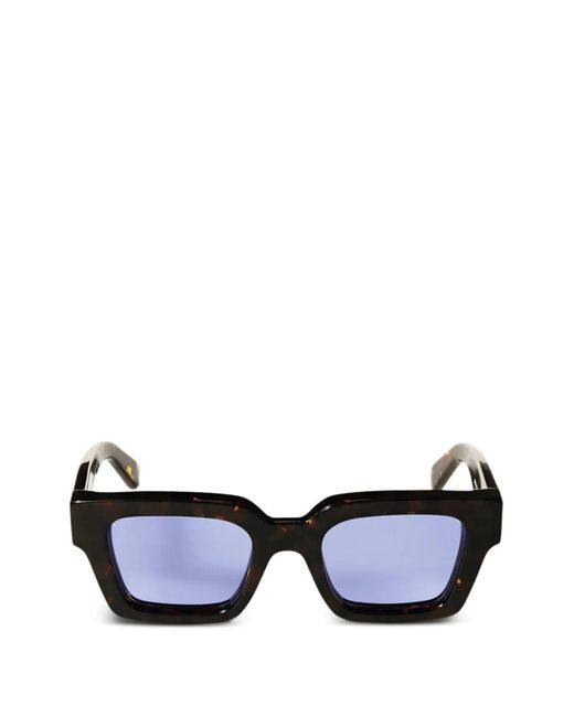 Off-White c/o Virgil Abloh Blue Tortoiseshell-Effect Square-Frame Sunglasses