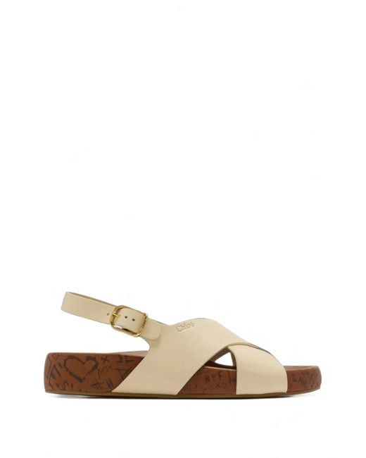 Chloé Natural Maxime Buckle-Fastening Sandals