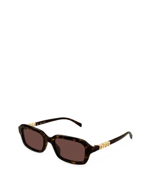 Gucci Brown Tortoiseshell-Effect Logo-Plaque Sunglasses