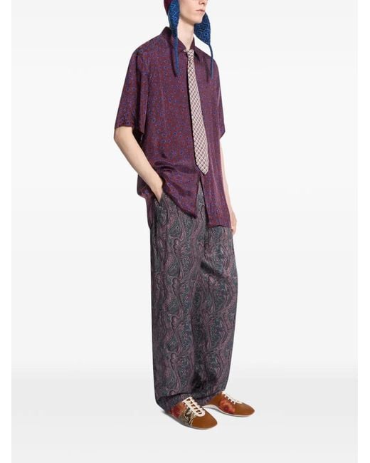 Dries Van Noten Purple Elasticated Jacquard Pants for men