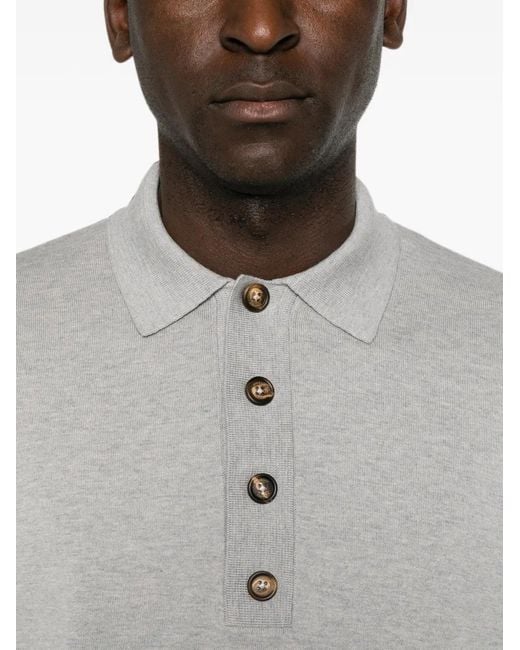 Eleventy Gray Long-Sleeve Polo Shirt for men