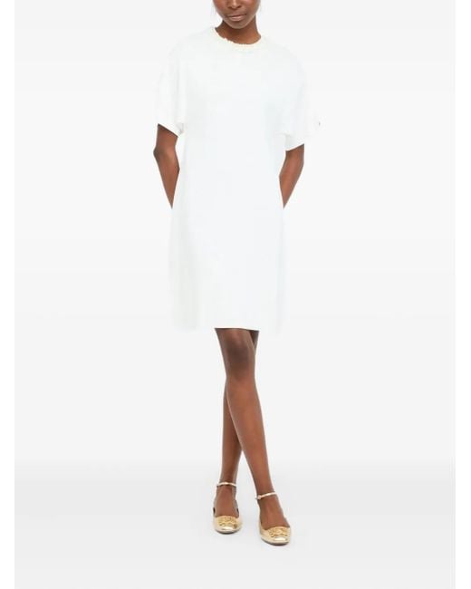 Liu Jo White Sequin-Embellished Crew-Neck Mini Day Dress