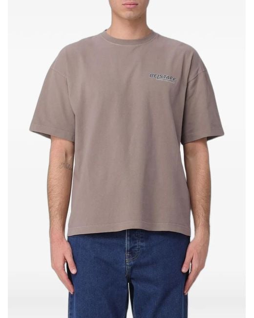Belstaff Gray Competition Momentum Logo-Print Cotton T-Shirt for men