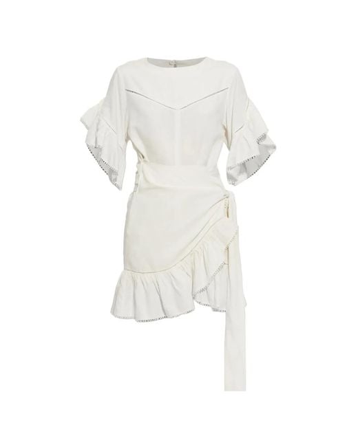 Isabel Marant White Melicia Ruffled Wrap-Style Mini Dress