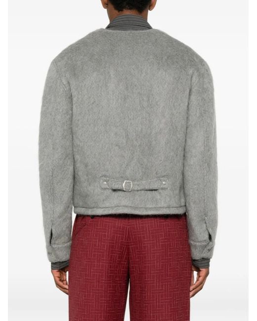 KENZO Gray Buttoned Patch-Pocket Jacket for men