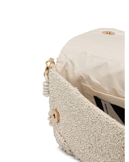 Lola Casademunt Natural Bead-Embellished Crossbody Bag