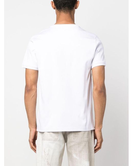 Fendi White Logo-patch Cotton T-shirt for men