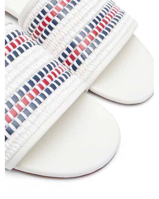 Casadei White Amalfi Woven Flat Sandals
