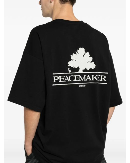 Oamc Peacemaker Black T-Shirt À Logo Imprimé for men