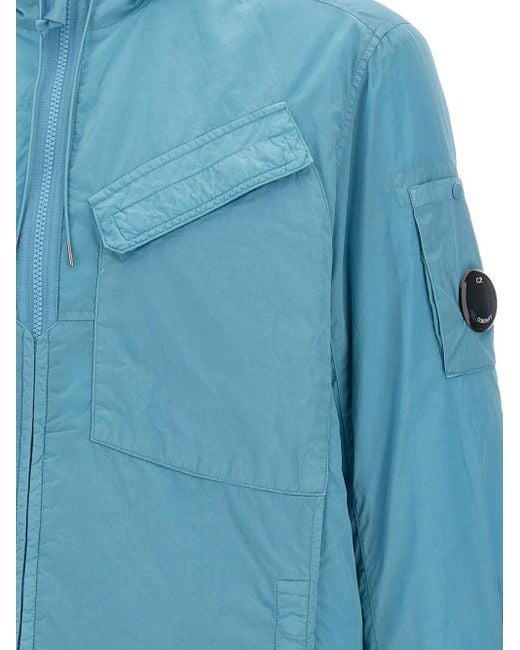 C P Company Blue Drawstring-Hood Jacket for men