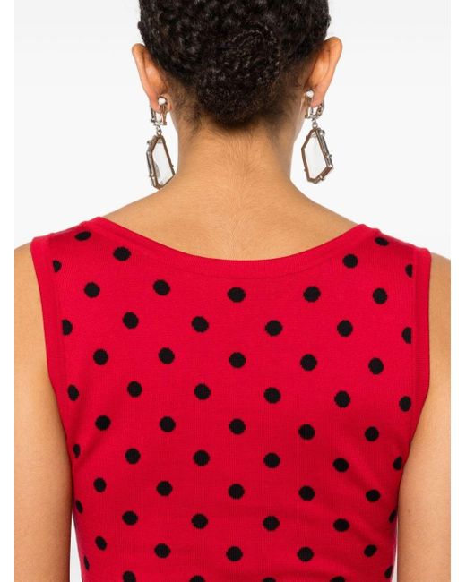 Moschino Red Polka-dot Knitted Dress