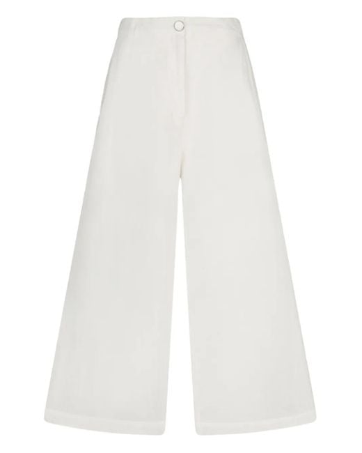 Liu Jo White Ramie Trousers With Semi-Sheer Construction