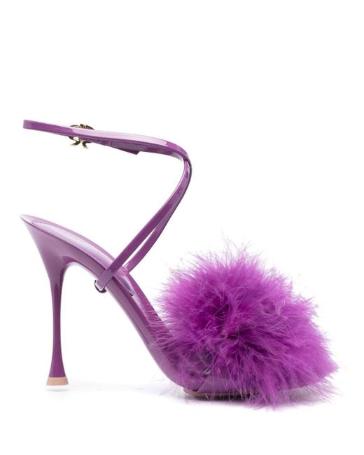 Gianvito Rossi Purple 110mm Faux-fur Sandals