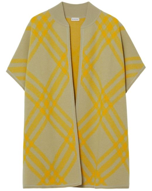 Burberry Yellow Check-print Wool Cape