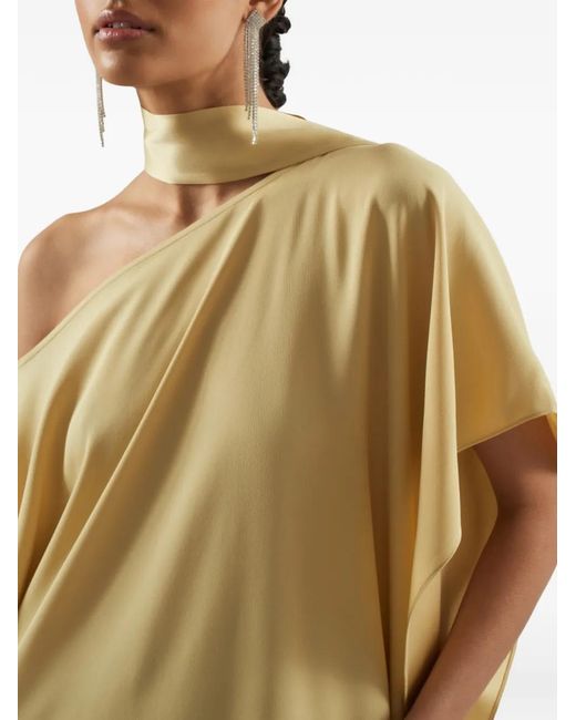 Taller Marmo Metallic California Kaftan One-Shoulder Dress
