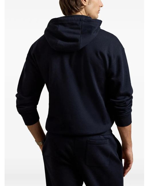Ralph Lauren Blue Drawstring Fleece Hoodie for men