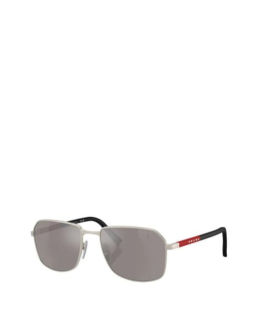 Prada Linea Rossa Gray Rectangle-Frame Sunglasses for men