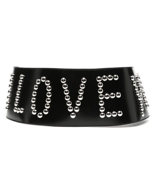 VAQUERA Love スタッズ レザーベルト Black