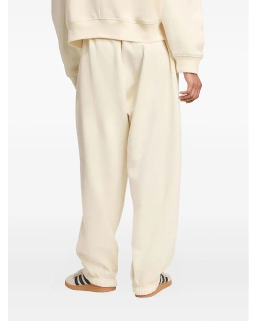 Adidas White Elastic-Cuff Trackpants