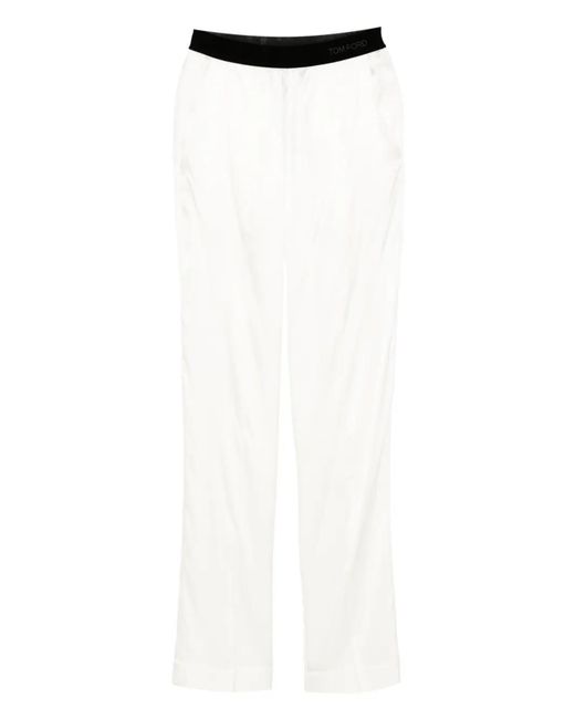 Tom Ford White Trousers Silk