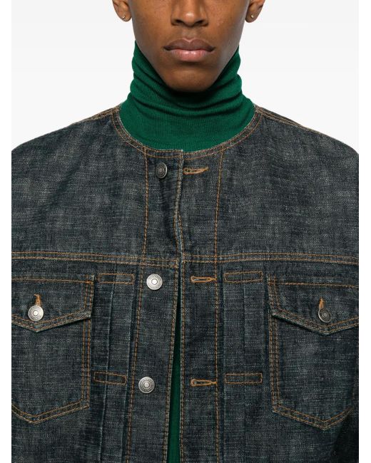 Lanvin Green Buttoned Denim Jacket for men
