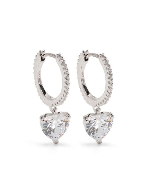 Apm Monaco White Crystal-embellished Hoop Earrings
