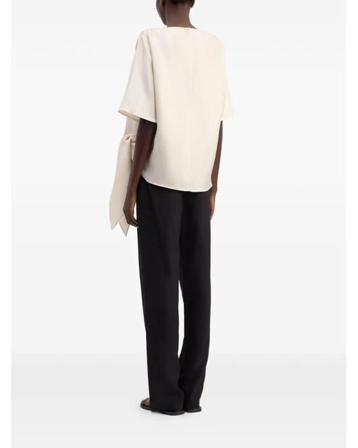 Loulou de Saison White Mano Asymmetric Knotted Top