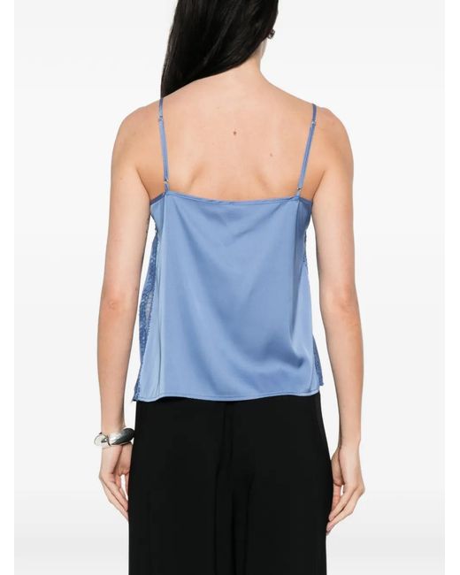 Imperial Blue Lace-Detail V-Neck Top