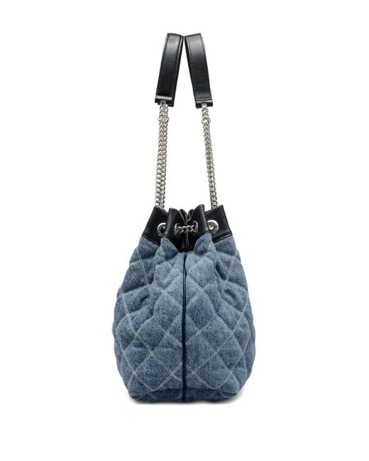 Marc Jacobs The Quilted Denim Large Chain Sack Bag in Blue