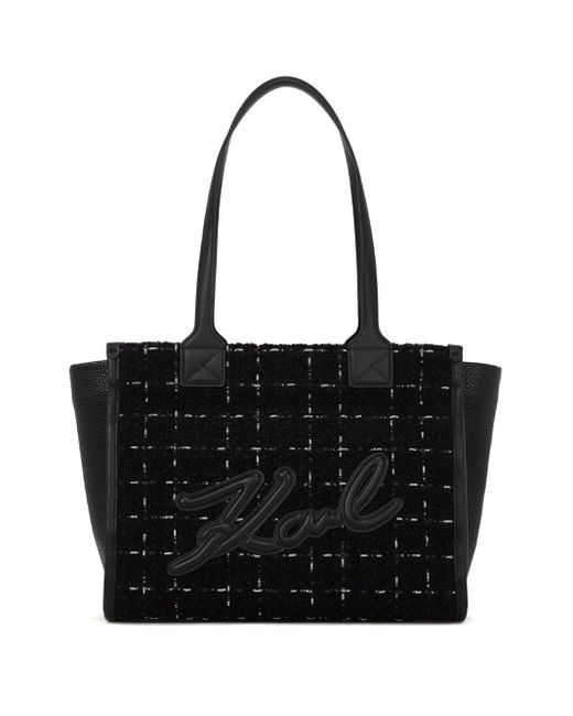 Karl Lagerfeld Black Medium K/Skuare Boucle Tote Bag