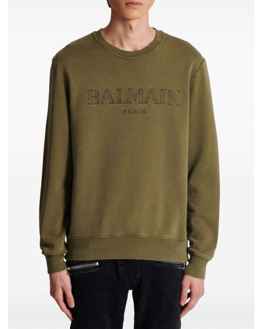 Balmain Green Vintage Cotton Sweatshirt for men