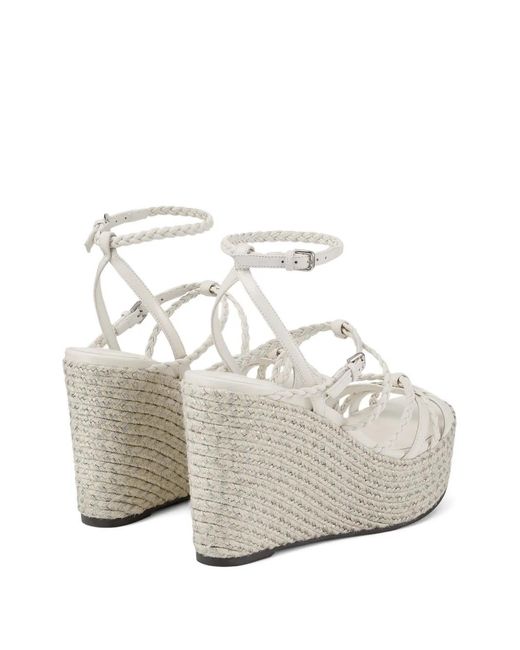 Jimmy Choo White Nyra 100 Braided-Strap Sandals
